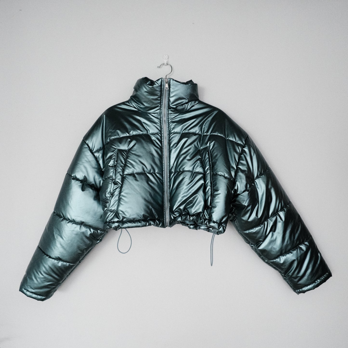 Urban Outfitters Metallic Cropped Puffer Jacket