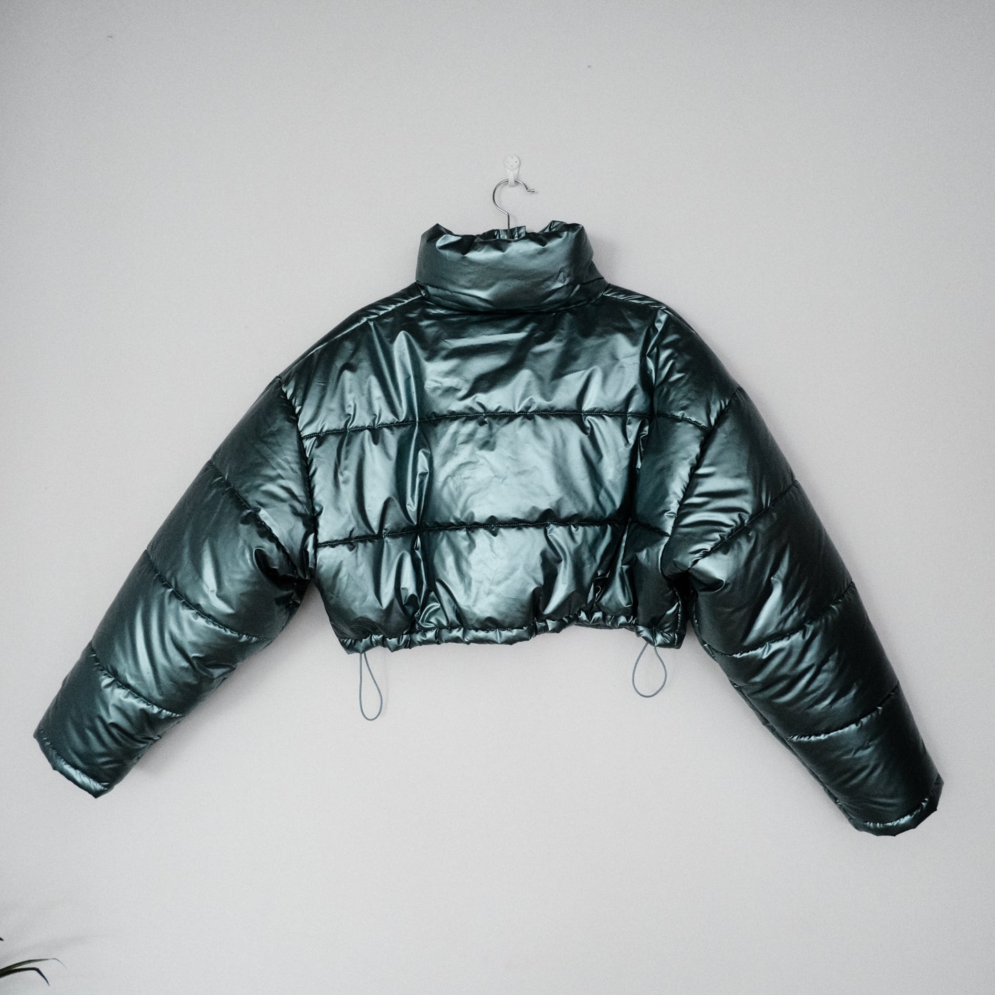 Urban Outfitters Metallic Cropped Puffer Jacket